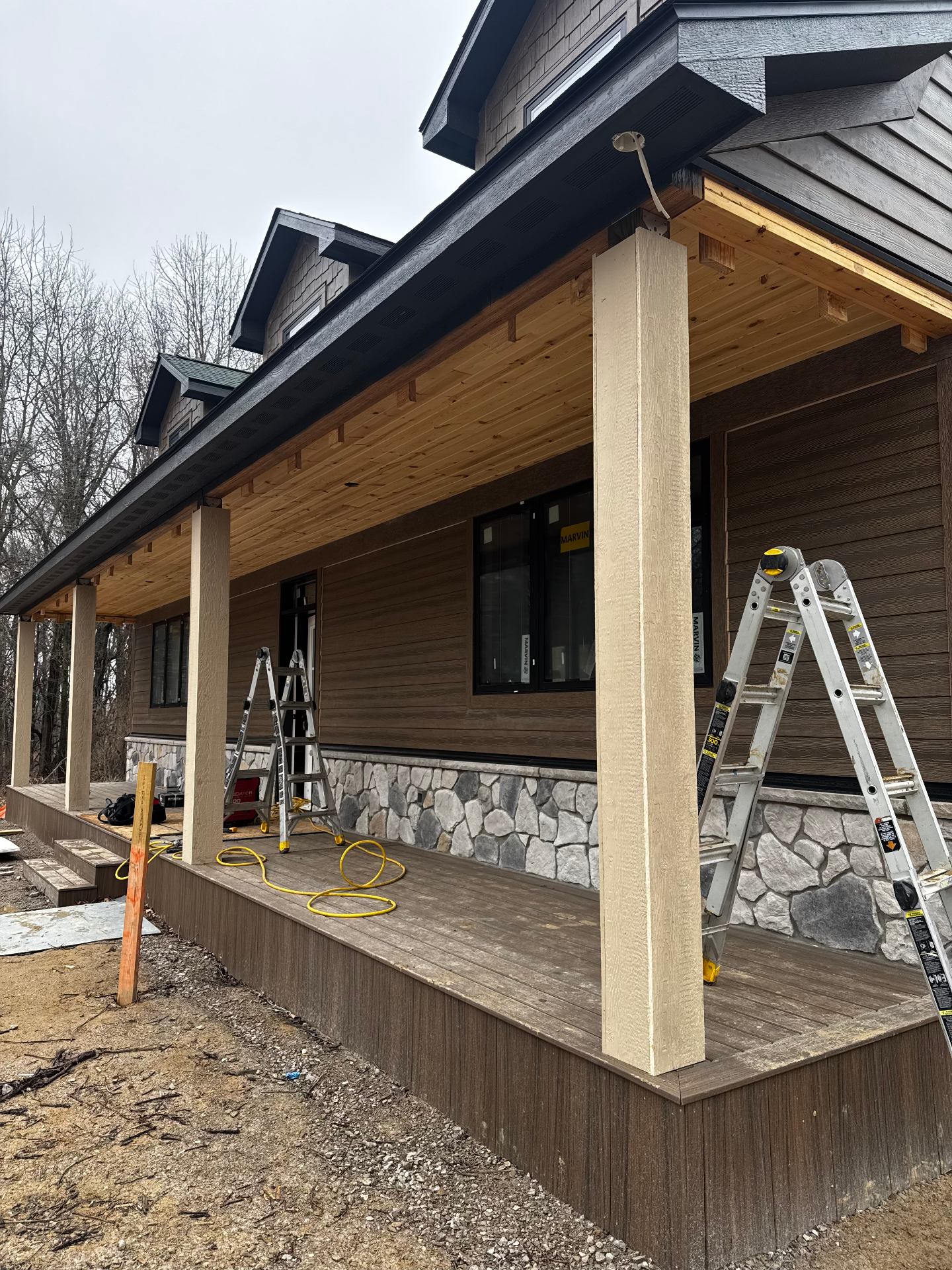 Cedar Column & Tongue-and-Groove Ceiling